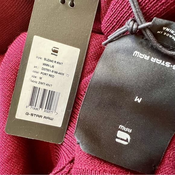NWT G-STAR Suzaki Knit Crew Neck Pullover Sweater Chunky Red Top Sweatshirt M - Picture 14 of 14